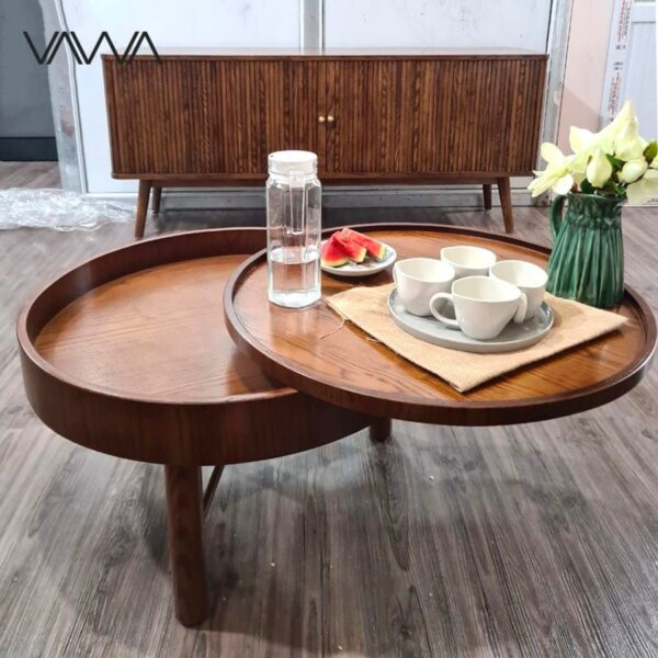 Bàn trà gỗ tròn xoay TURNING TABLE