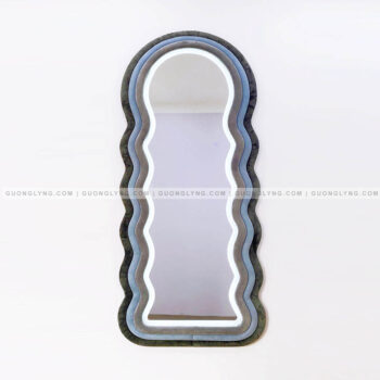 Gương lượn sóng 3 – khung bọc nhung/nỉ – led