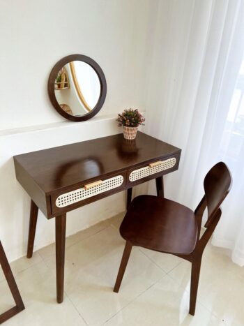 Bàn 2 hộc kéo phối mây