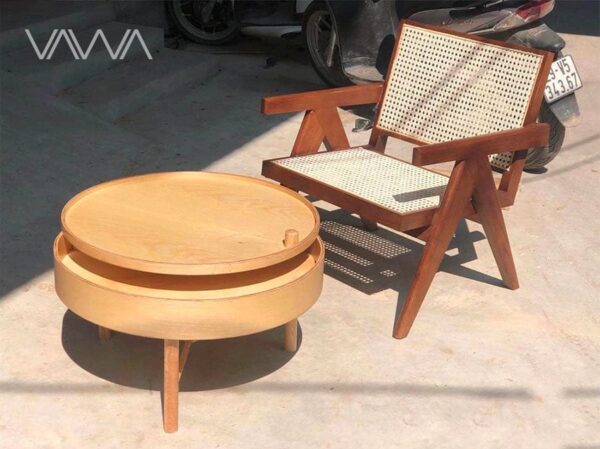 Bàn trà gỗ tròn xoay TURNING TABLE