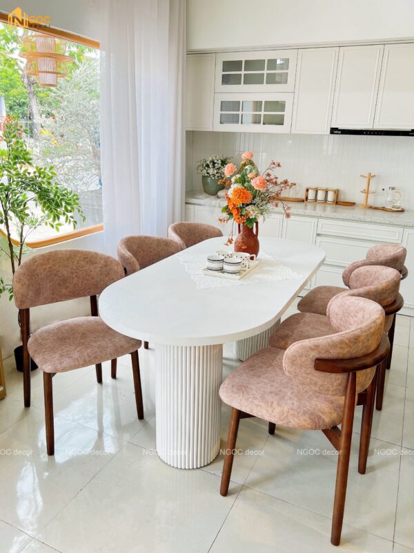 BỘ BÀN COLUMN TRẮNG PHỐI GHẾ OLEANDRO - Hình ảnh 6