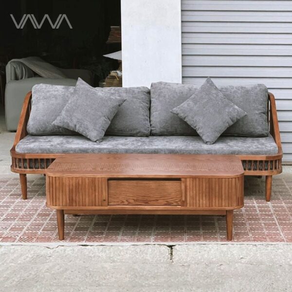Bàn trà Rustic nan gỗ dài