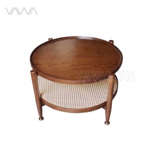 Bàn trà sofa 2 tầng gỗ mây Rustic