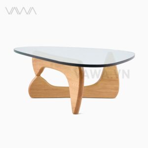 Bàn trà sofa đẹp mặt kính méo chân gỗ Noguchi - Noguchi tea table