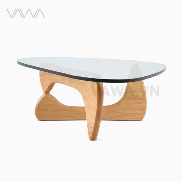 Bàn trà sofa đẹp mặt kính méo chân gỗ Noguchi - Noguchi tea table