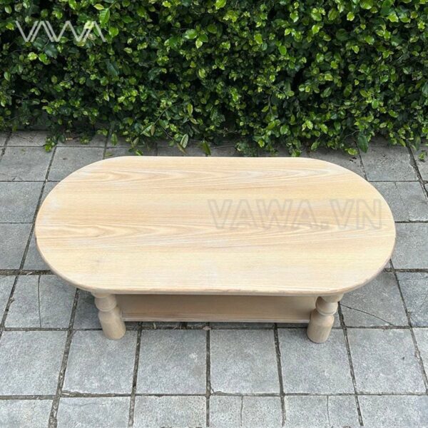Bàn trà sofa gỗ chân tiện Topia Oval – Bàn sofa Indochine, tân cổ điển, thô mộc tinh tế