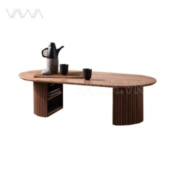 Bàn trà sofa dài Rustic mặt gỗ chân nan Autumn