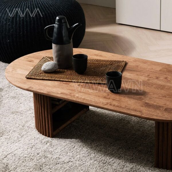 Bàn trà sofa dài Rustic mặt gỗ chân nan Autumn