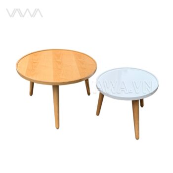 Bàn trà tròn đôi gỗ Twine table