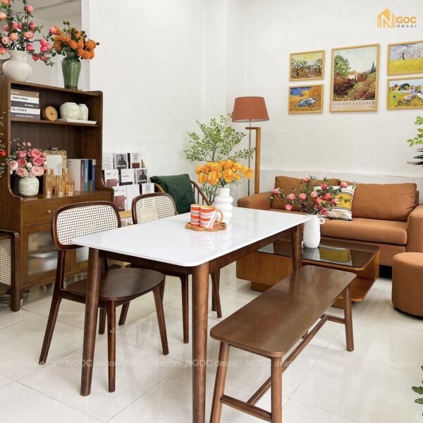 BỘ BÀN ĂN MẶT ĐÁ MÀU NÂU - Hình ảnh 3