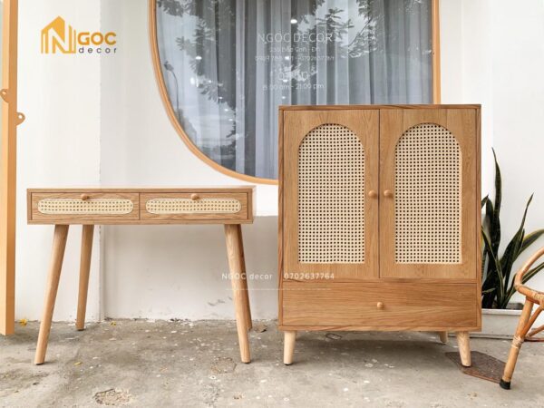 Bàn 2 hộc kéo phối mây - Hình ảnh 4