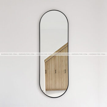 Gương hình oval khung nhôm – toàn thân – Đen