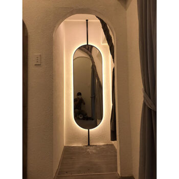 Gương bầu soi toàn thân khung sắt – đèn led