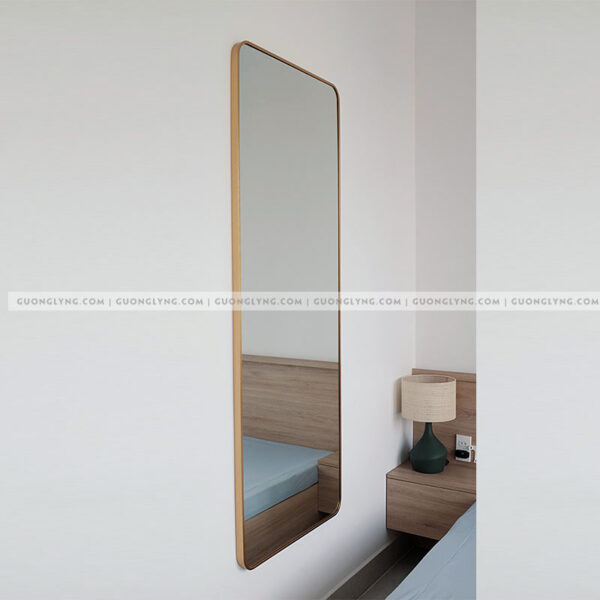 Gương hình chữ nhật khung nhôm – toàn thân – Vàng