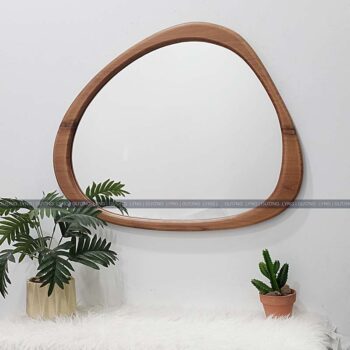 Gương khung gỗ – hình viên sỏi