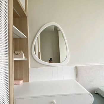 Gương khung gỗ trắng – hình sỏi