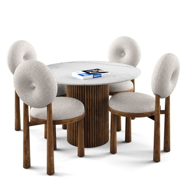 Bộ bàn ghế ăn tròn 4 chỗ - SIMON - MOON N đẹp giá rẻ