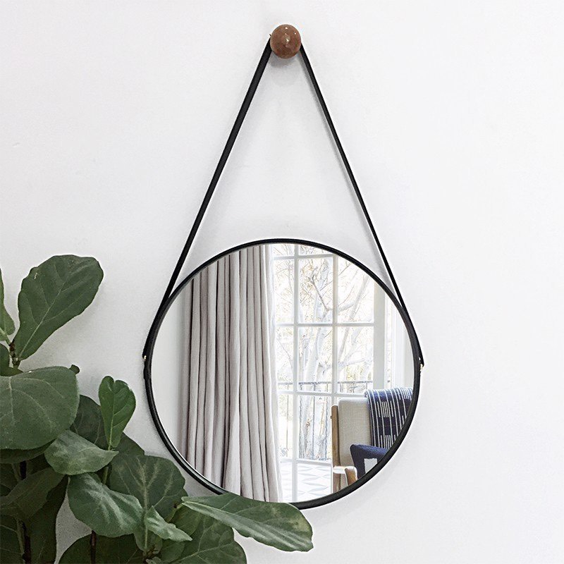 gương treo dây da