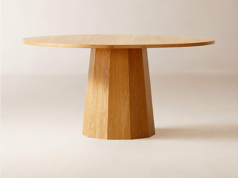 Bàn ăn tròn hiện đại gỗ sồi phần chân thiết kế mài giác. - Ảnh 3