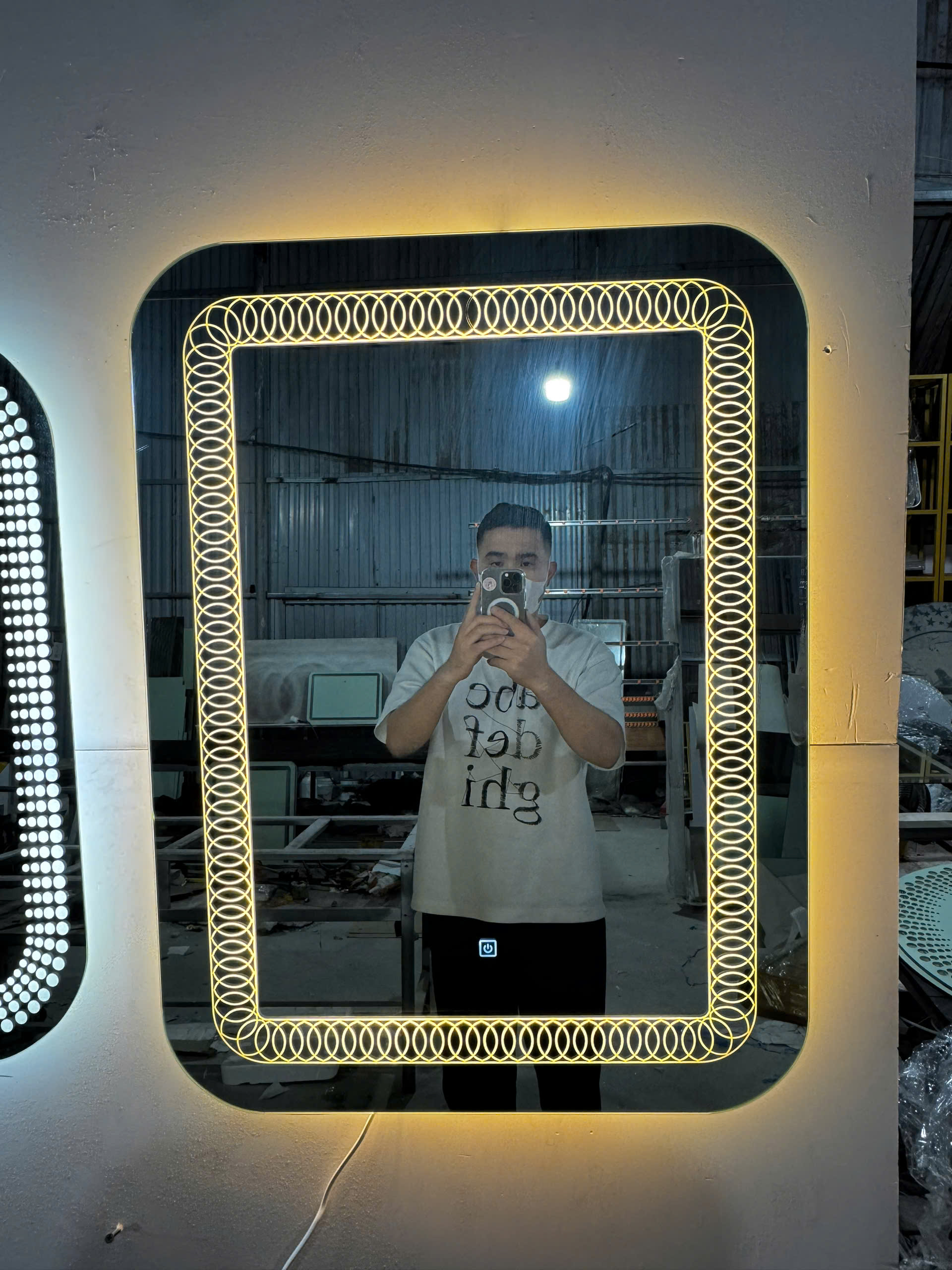 Gương đèn led hình chữ nhật bo góc